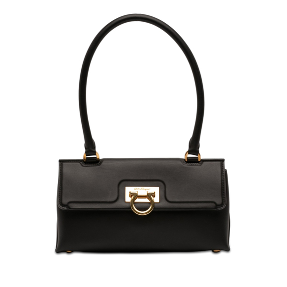 Ferragamo Handbags - Pre-Loved Ferragamo Leather Gancini Trifolio Swing Top Handle Bag